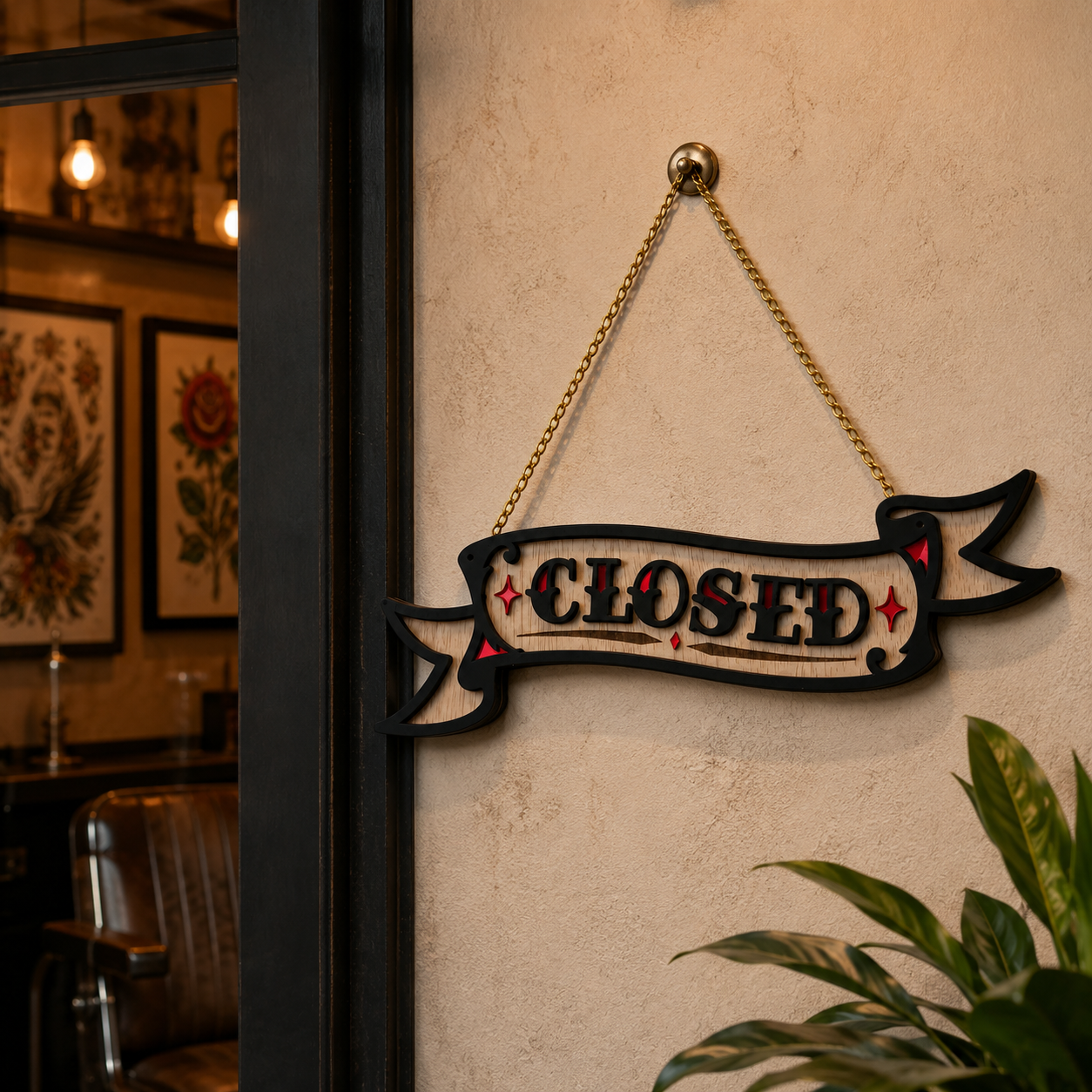 Open Closed Hanging Sign