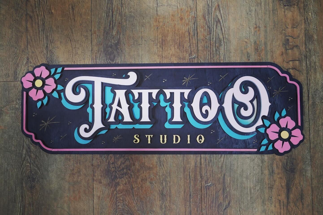 Tattoo Sign Spring Vibes | Eco-Friendly | Floral Wooden
