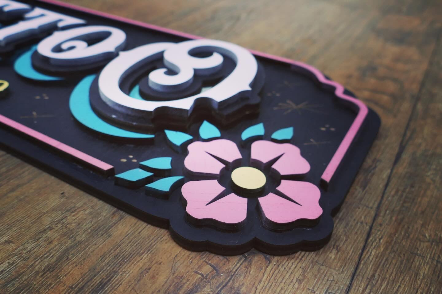 Tattoo Sign Spring Vibes | Eco-Friendly | Floral Wooden