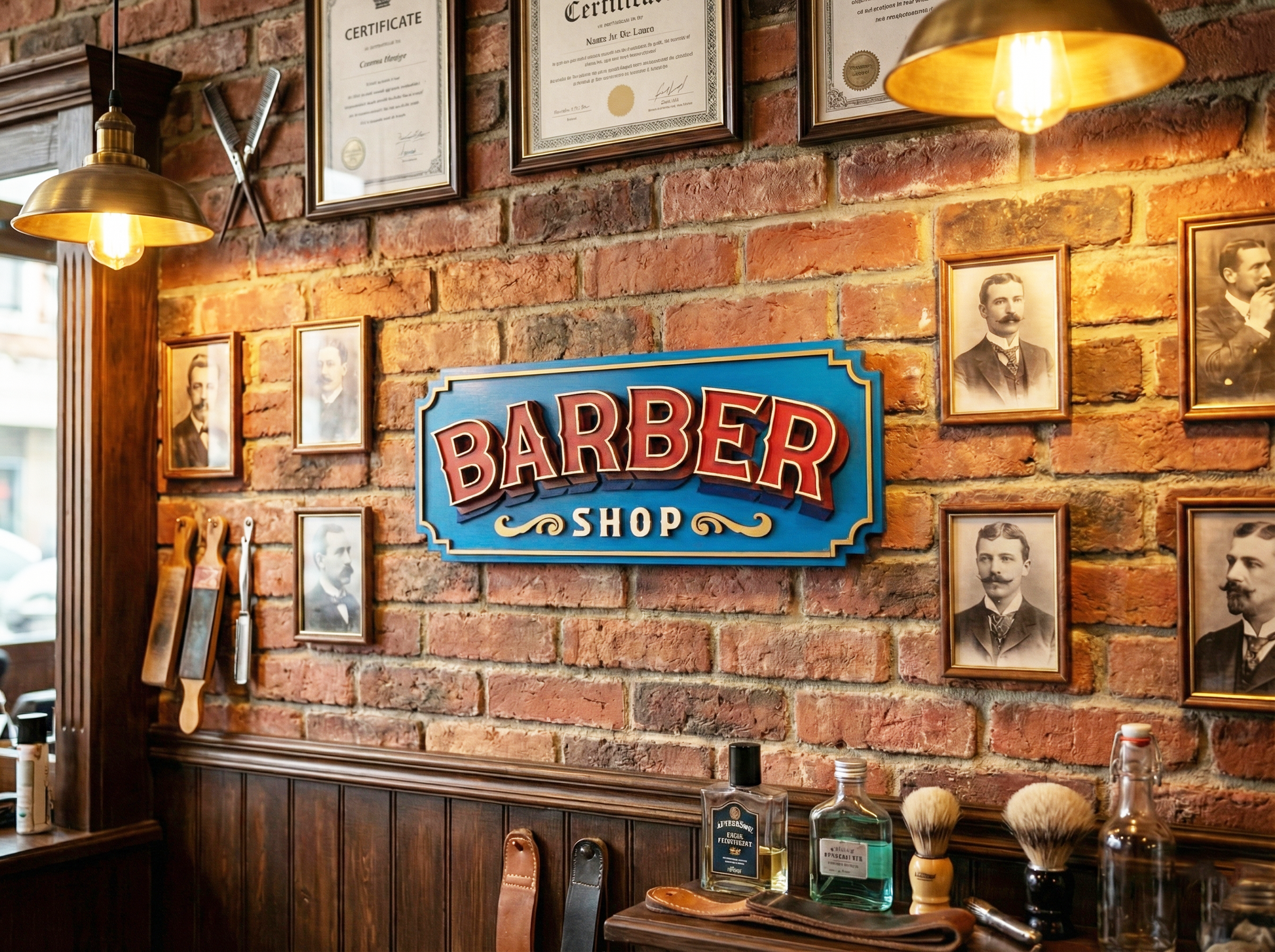 Barbershop Sign | Handgemaakt Houten Wandbord