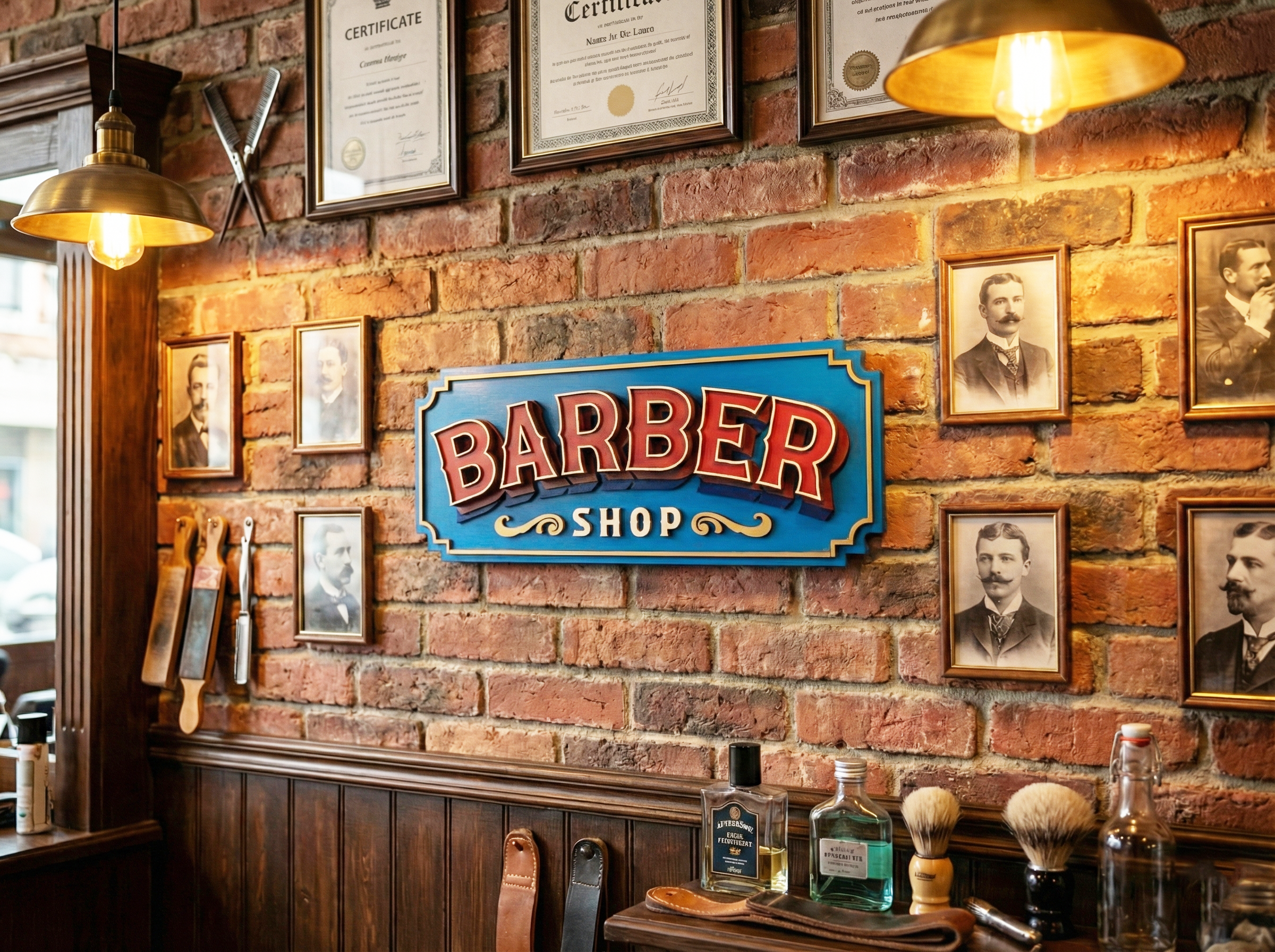 Barbershop Sign | Handgemaakt Houten Wandbord