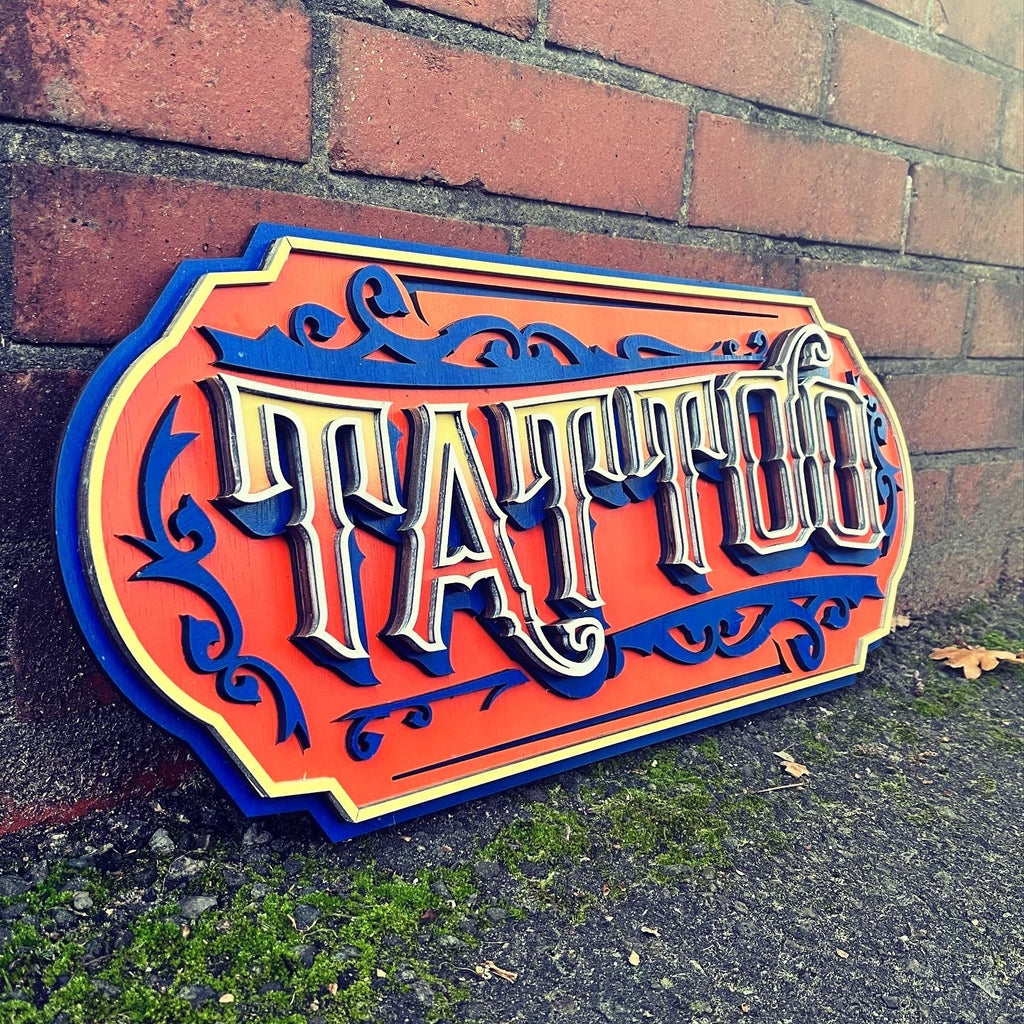 Tattoo Sign | Unique Man Cave Decor, Ideal for Shop Owners & Collectors | Custom Tattoo Art | Laser cut