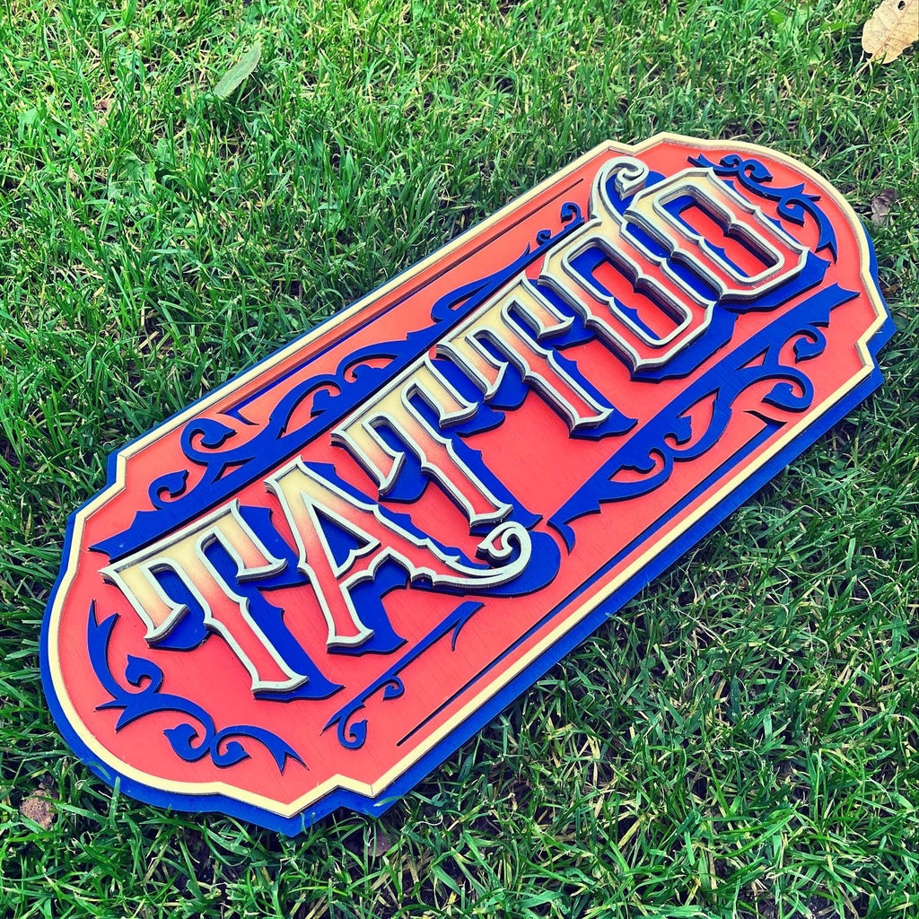Tattoo Sign | Unique Man Cave Decor, Ideal for Shop Owners & Collectors | Custom Tattoo Art | Laser cut
