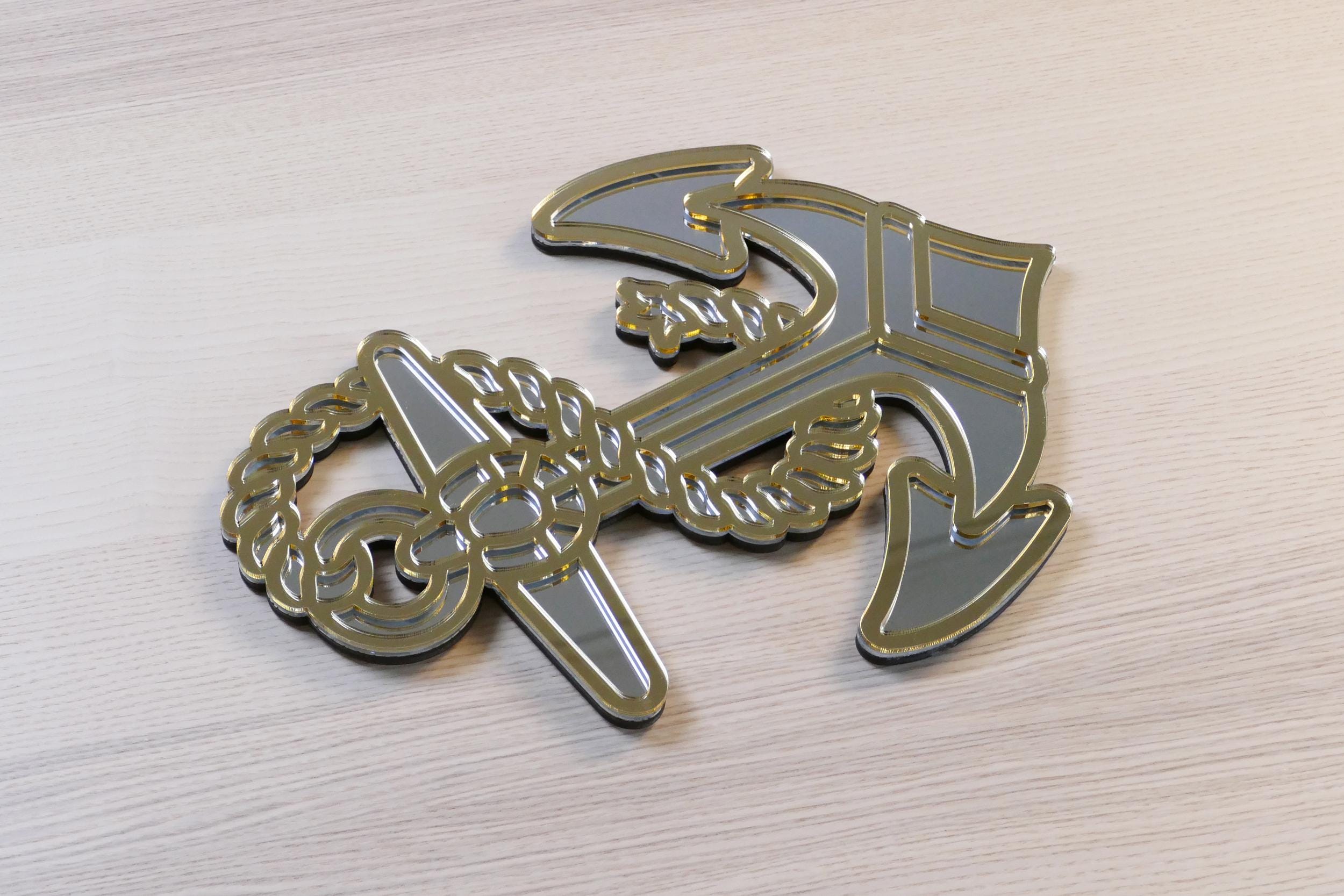 Mirror Anchor Sea Traditional Tattoo Gold Silver Nautical Wall Art