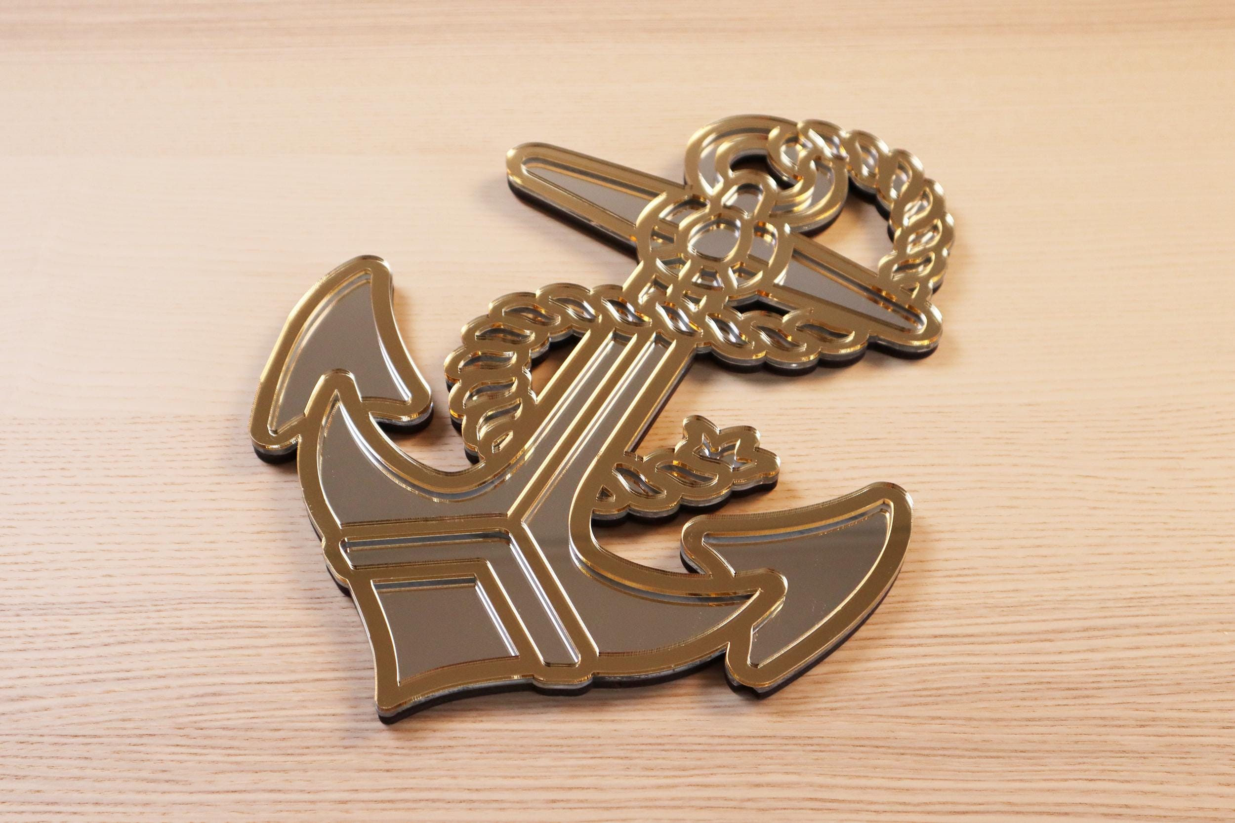 Mirror Anchor Sea Traditional Tattoo Gold Silver Nautical Wall Art
