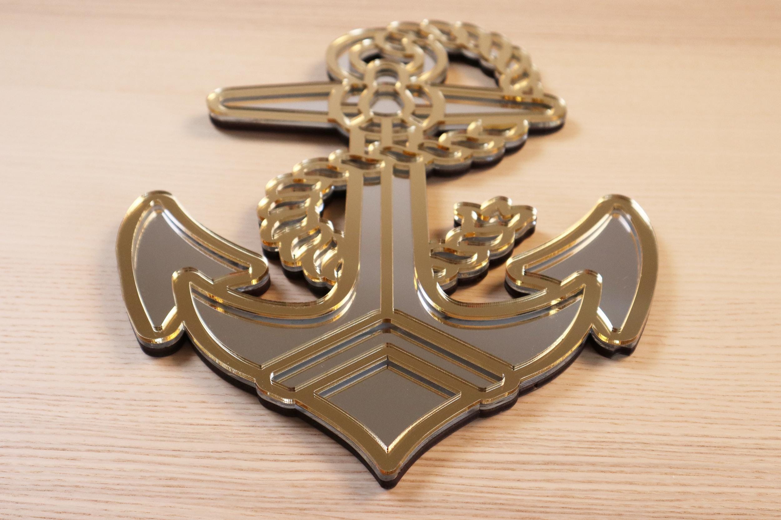 Mirror Anchor Sea Traditional Tattoo Gold Silver Nautical Wall Art