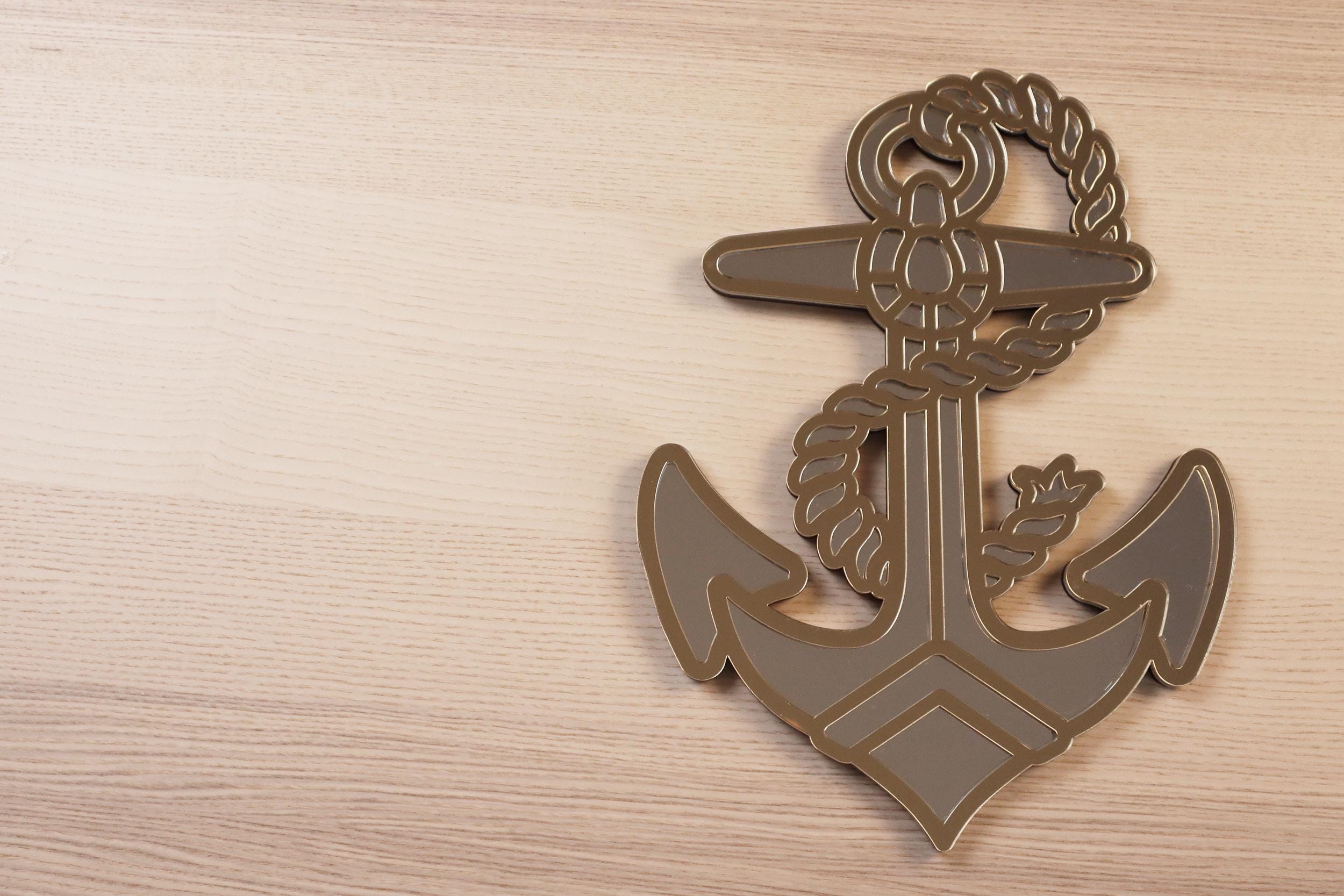 Mirror Anchor Sea Traditional Tattoo Gold Silver Nautical Wall Art