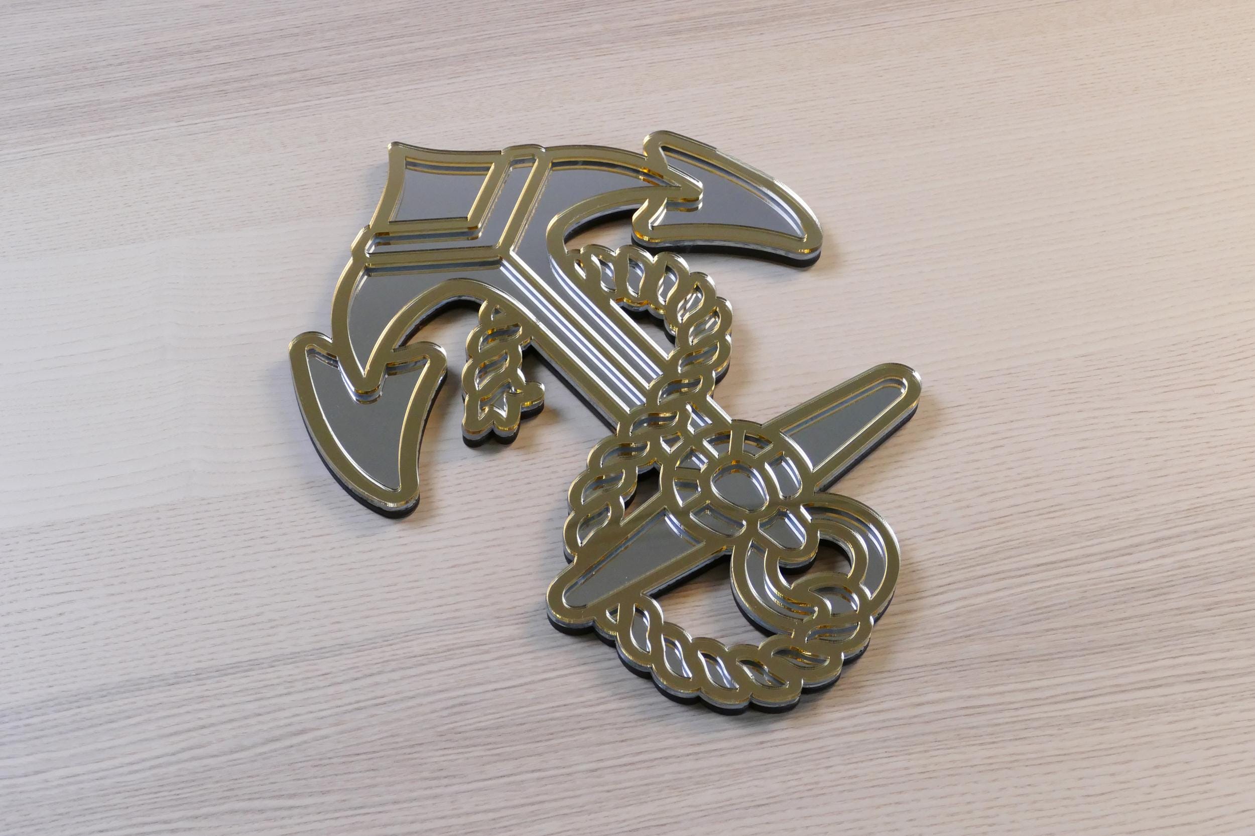 Mirror Anchor Sea Traditional Tattoo Gold Silver Nautical Wall Art