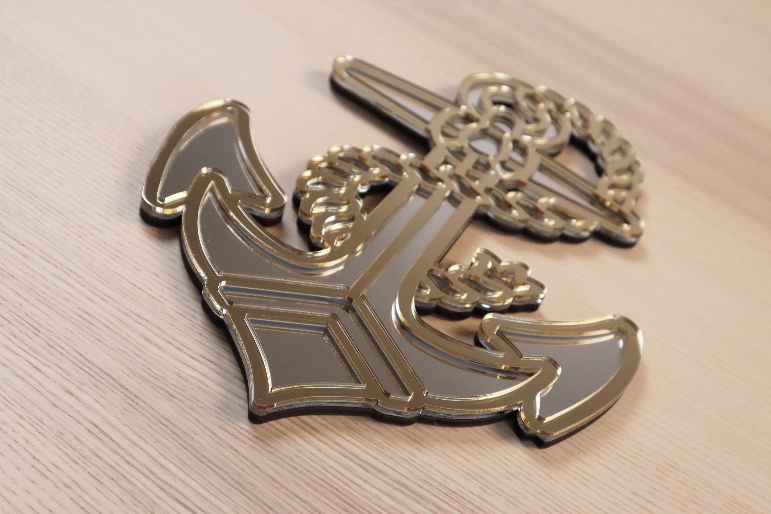 Mirror Anchor Sea Traditional Tattoo Gold Silver Nautical Wall Art