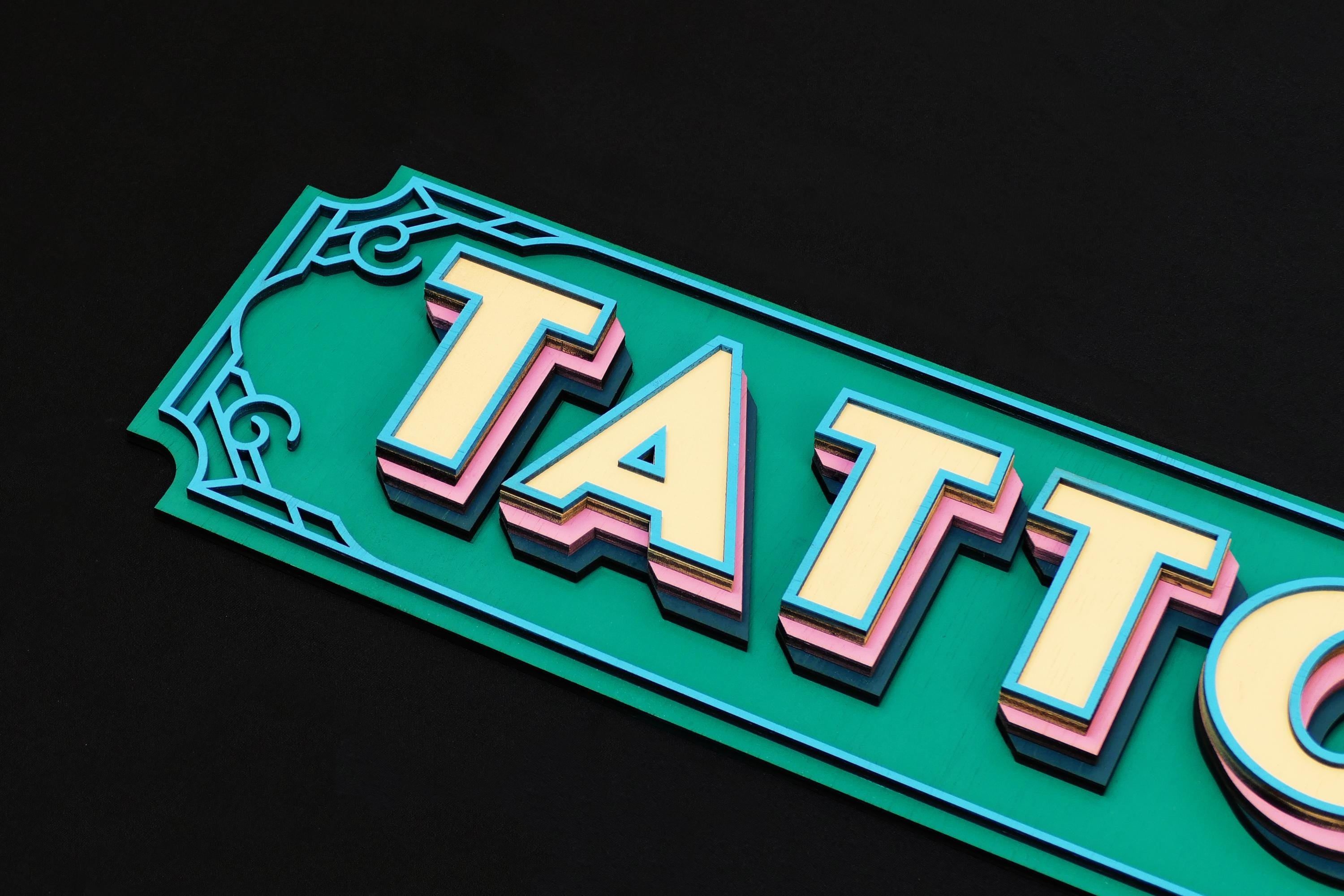Tattoo Sign – Wooden Wall Art for Studios, Shops, and Home Decor, Perfect for Adding Personality and Style to Any Space