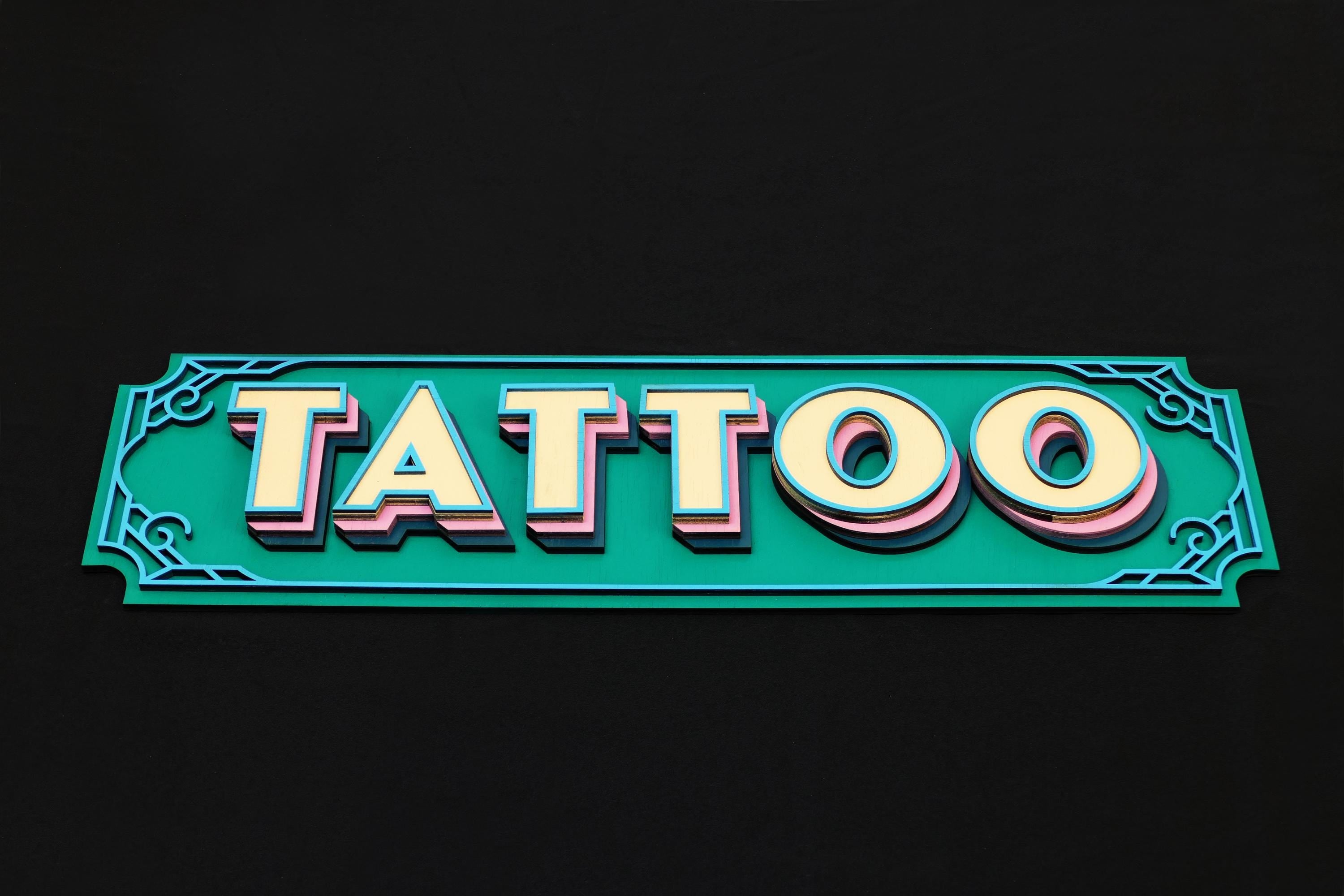 Tattoo Sign – Wooden Wall Art for Studios, Shops, and Home Decor, Perfect for Adding Personality and Style to Any Space