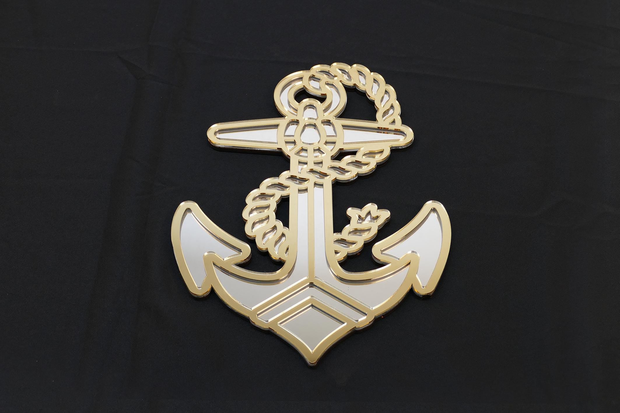 Mirror Anchor Sea Traditional Tattoo Gold Silver Nautical Wall Art