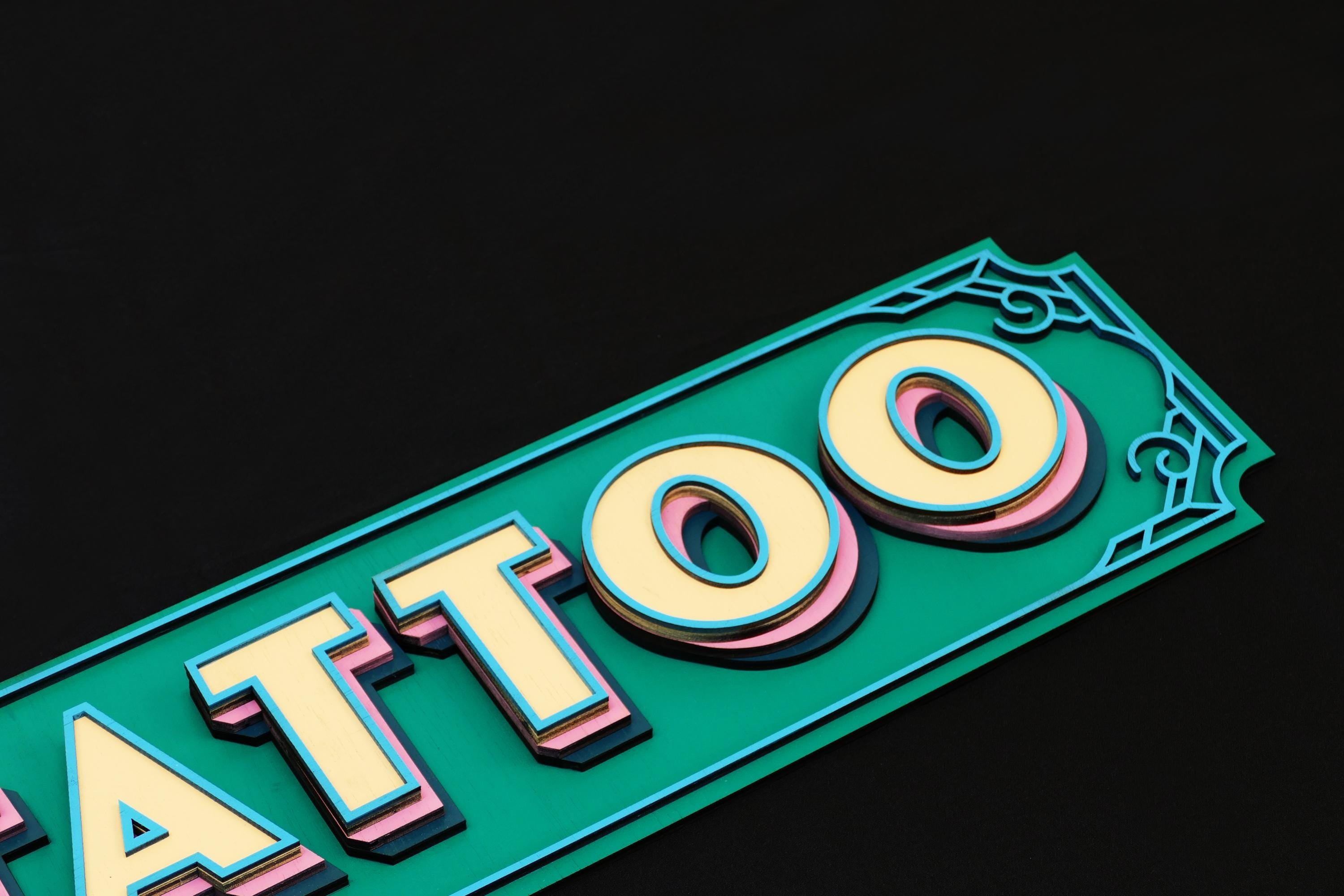 Tattoo Sign – Wooden Wall Art for Studios, Shops, and Home Decor, Perfect for Adding Personality and Style to Any Space