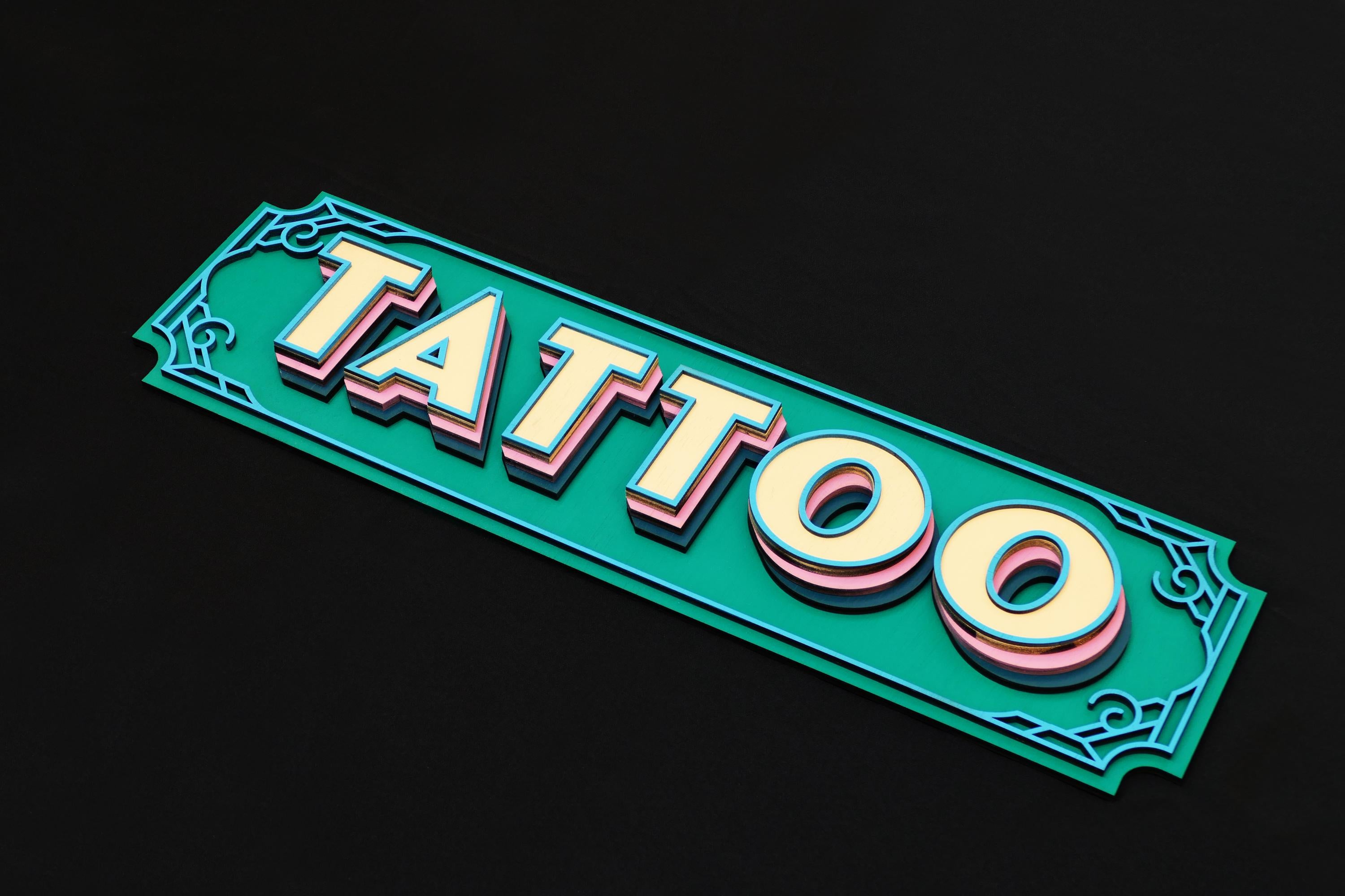 Tattoo Sign – Wooden Wall Art for Studios, Shops, and Home Decor, Perfect for Adding Personality and Style to Any Space