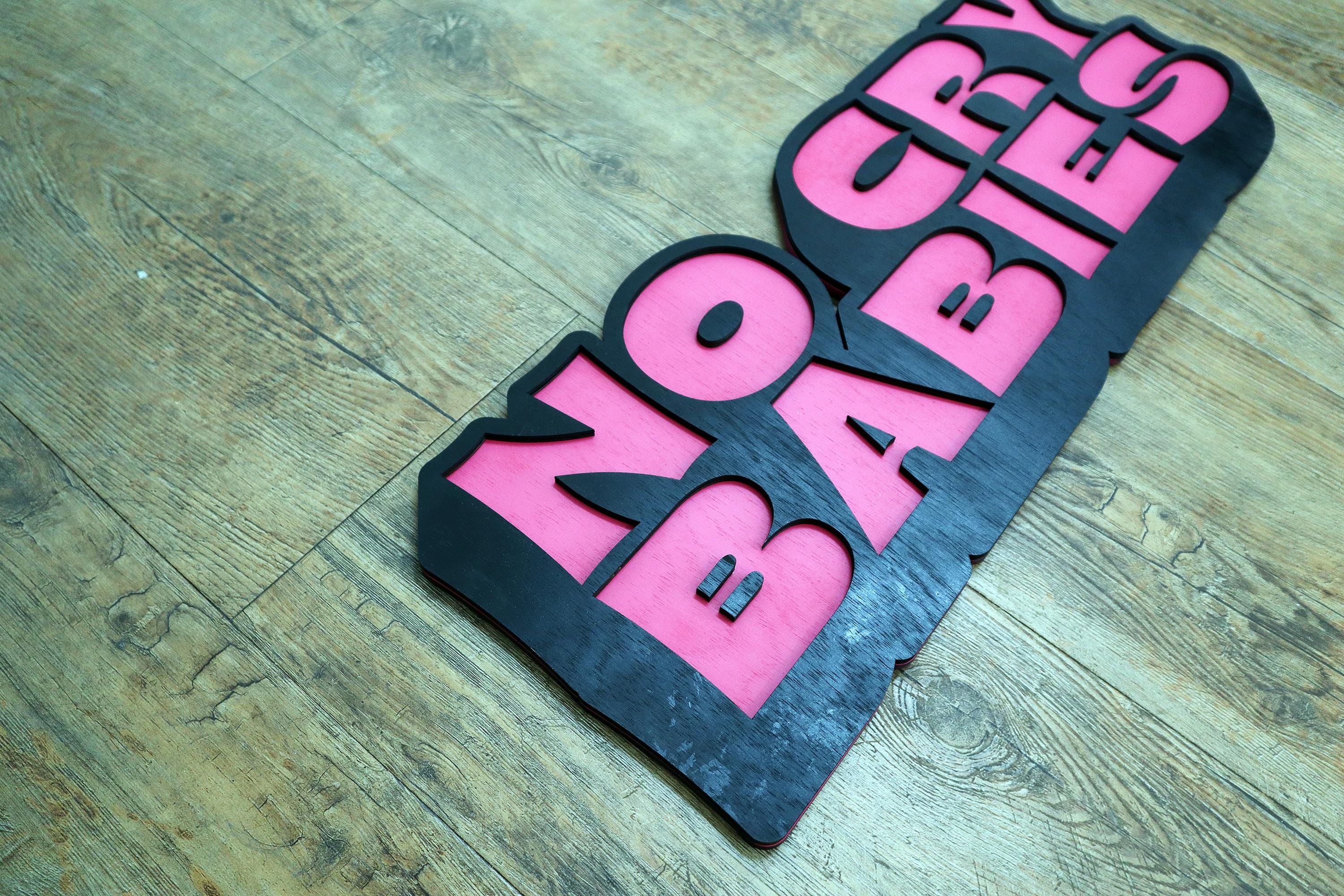 No Cry Babies Wooden Layered Sign – Original Laser Cut Design, Hand Painted Wall Art, Made to Order, Handmade in the Netherlands