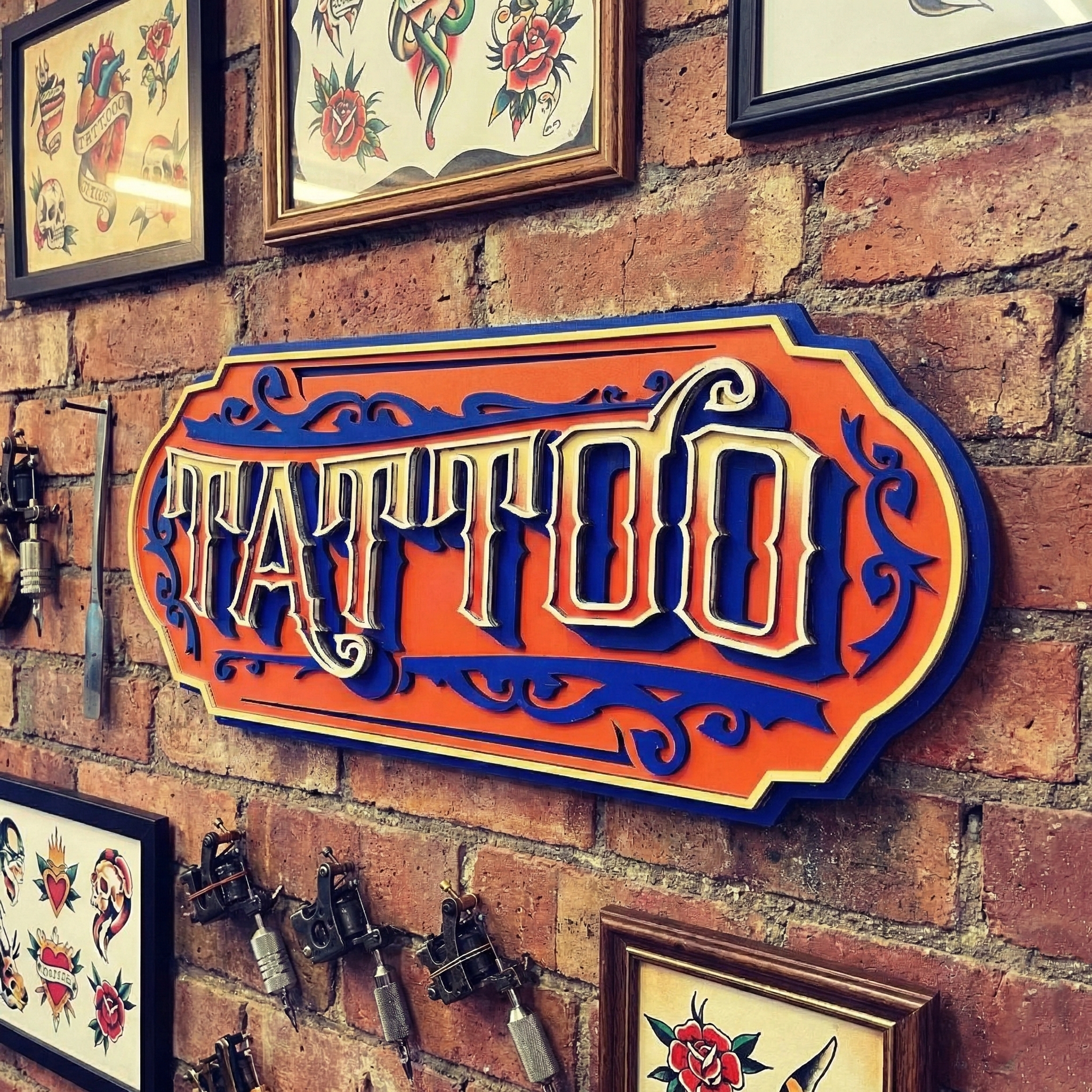 Oranjestad | Handgemaakt Houten Tattoo Wandbord