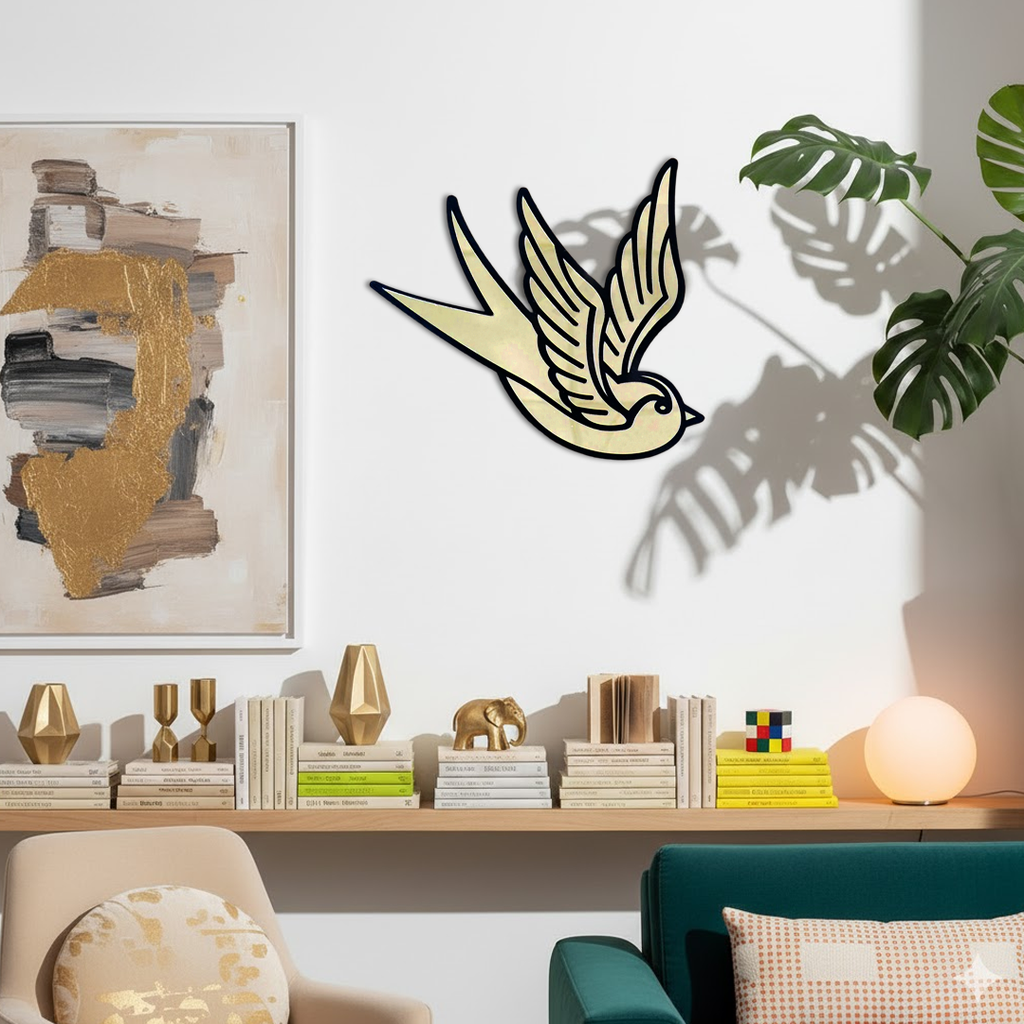 Swallow Gold Black Mirror Tattoo