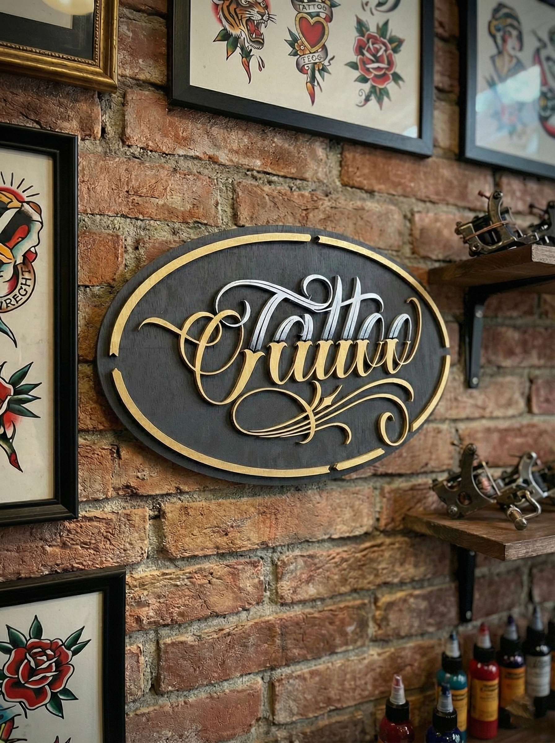 El Clásico | Handgemaakt Houten Tattoo Wandbord